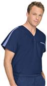 Landau Mens Contrast Color Scrub Top