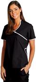 Adar Womens Asian Style Contrast Trim Scrub Top