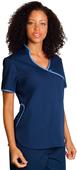 Adar Womens Asian Style Contrast Trim Scrub Top