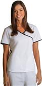 Adar Womens Asian Style Contrast Trim Scrub Top
