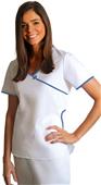 Adar Womens Asian Style Contrast Trim Scrub Top