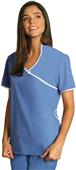 Adar Womens Asian Style Contrast Trim Scrub Top