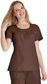Adar Women's Scoop Neck Smocked Uniform Top Adar Women's Scoop Neck Smocked Uniform Top