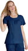 Adar Women's Scoop Neck Smocked Uniform Top Adar Women's Scoop Neck Smocked Uniform Top