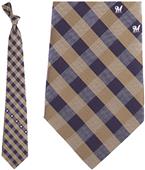Eagles Wings MLB Brewers Woven Poly Check Tie