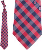 Eagles Wings MLB Red Sox Woven Poly Check Tie