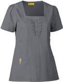 WonderWink Mink Four-Pocket Ruffle Neck Top