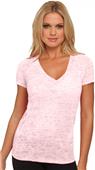 Next Level Pink Women's Burnout Deep V T-Shirts