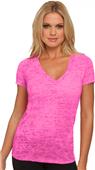 Next Level Pink Women's Burnout Deep V T-Shirts