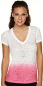 Next Level Pink Women's Ombre Burnout Deep V Shirt