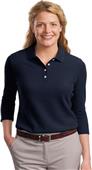 Port Authority Ladies Pique 3/4 Sleeve Polo