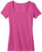 District Made Ladies Textured Pink Scoop Tee Shirt