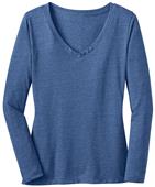 District Made Ladies' Textured LS V-Neck Tee Shirt
