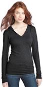 District Juniors Slub V-Neck Hoodie Shirt