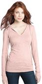 District Juniors Slub V-Neck Pink Hoodie Shirt