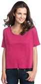 District Juniors Modal Blend Boxy Pink Tee Shirts