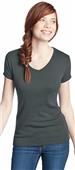 District Juniors 1x1 Rib V-Neck Tee Shirts