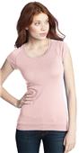 District Juniors Cotton/Spandex Banded Pink Raglan