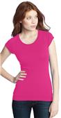 District Juniors Cotton/Spandex Banded Pink Raglan