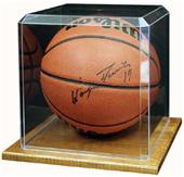 Basketball Soccer Display Case With Wood Base