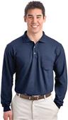 Port & Company Long Sleeve Silk Polo with Pocket