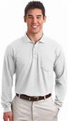 Port & Company Long Sleeve Silk Polo with Pocket