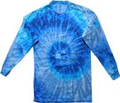 Colortone Blue Jerry Tie Dye Long Sleeve Tee Shirt
