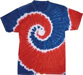 Colortone Royal/Red Tie Dye Short Sleeve T-Shirts