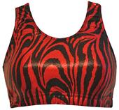 Gem Gear Red Metallic Zebra Racer Back Sports Bra