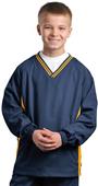 Sport-Tek Youth Tipped V-Neck Raglan Wind Shirt