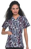 Landau Snap Front Spiral Dots Tunic Scrub Top