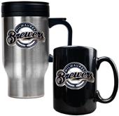 MLB Milwaukee Brewers Travel Mug & Coffee Mug Set