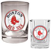 MLB Boston Red Sox Rocks Glass & Shot Glass Set