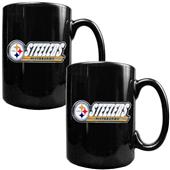 NFL Pittsburgh Steelers Black Ceramic Mug-Set of 2