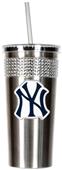 MLB NY Yankees Stainless Bling Tumbler W/Straw