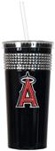 MLB Los Angeles Angels Black Bling Tumbler w/Straw