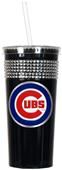 MLB Chicago Cubs Black Bling Tumbler w/Straw