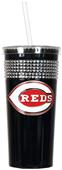 MLB Cincinnati Reds Black Bling Tumbler w/Straw