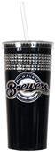 MLB Milwaukee Brewers Black Bling Tumbler w/Straw