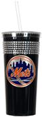 MLB New York Mets Black Bling Tumbler w/Straw