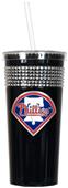MLB Phillies Black Bling Tumbler w/Straw