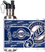 MLB Brewers Stainless Steel Water Bottle 360 Wrap