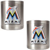 MLB Marlins 2pc Stainless Steel Can Holder Set