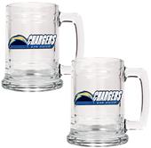 NFL San Diego Chargers 2pc Glass Tankard Set