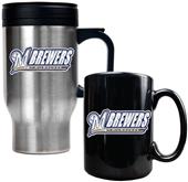 MLB Milwaukee Brewers Travel Mug & Coffee Mug Set