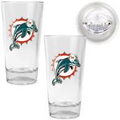 NFL Miami Dolphins Football Base Pint Glass Set