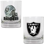 NFL Oakland Raiders 14oz Rocks Glass 2 piece Set