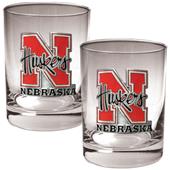 NCAA Nebraska Cornhuskers 2pc Rocks Glass Set