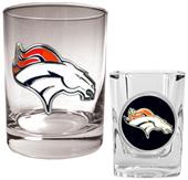 NFL Denver Broncos Rocks Glass / Shot Glass Set