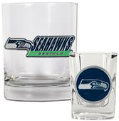 NFL Seattle Seahawks Rocks Glass / Shot Glass Set